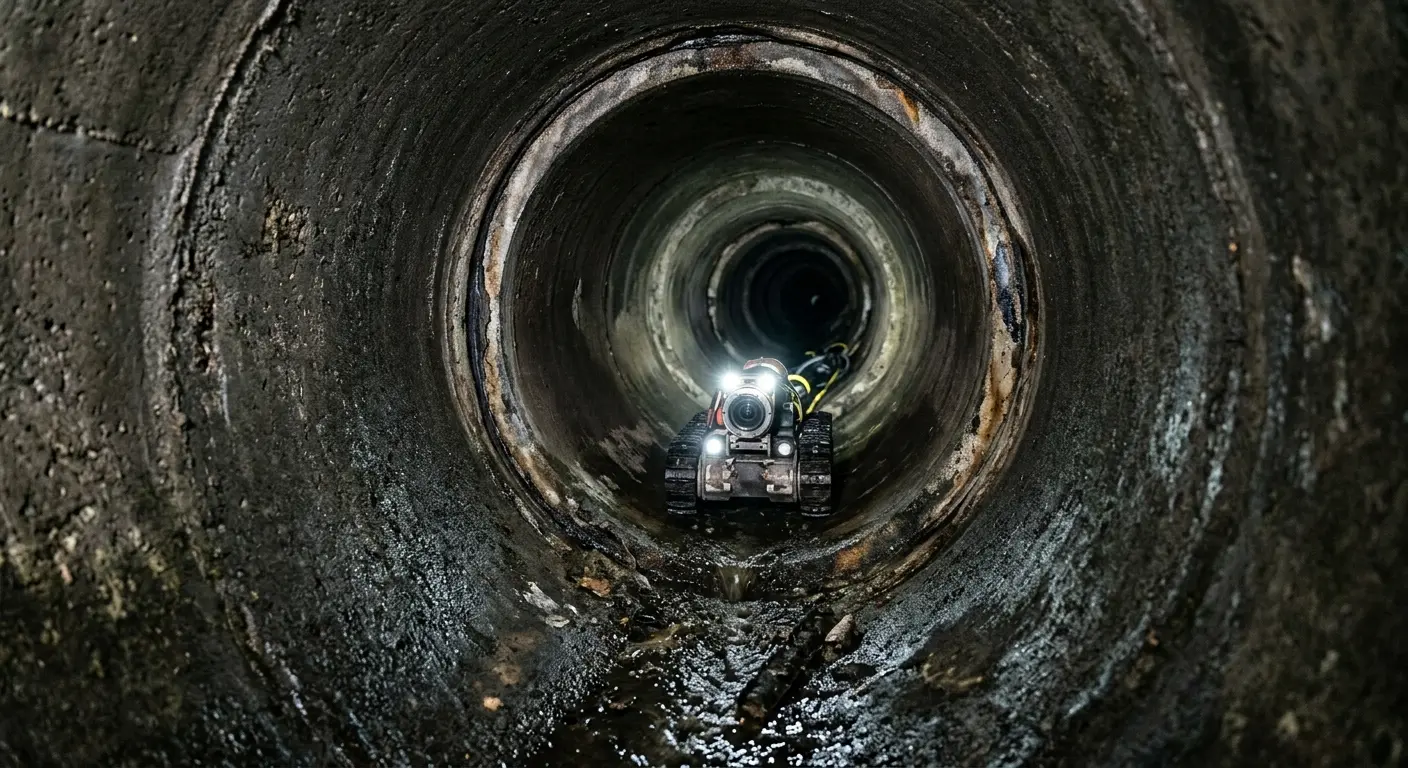 Robotic sewer camera inspecting pipe interior for Sewer Line Repair in Collierville